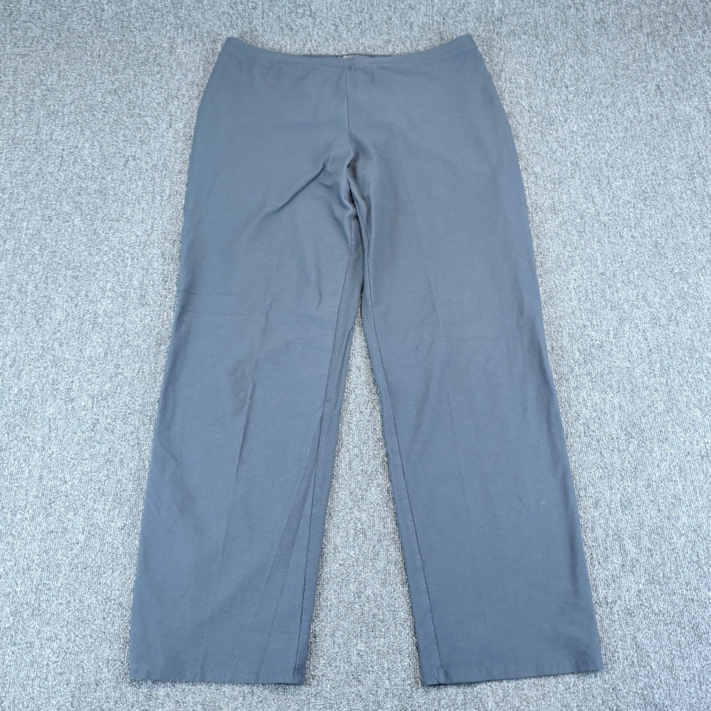 Eileen Fisher Minimalist Straight Leg Pants Women L Grey‎ Viscose Stretch USA